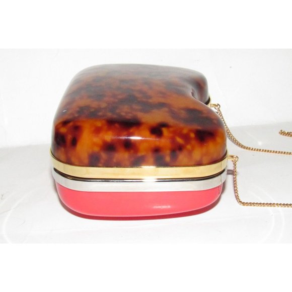 Retro, Fendi two way- clutch red & tortoise shell Lucite clam shell style purse - Picture 7 of 16